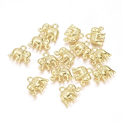 Electroplated Alloy Charms, Long-Lasting Plated, Elephant, Golden, 12x14.5x3mm, Hole: 1.5mm(X-PALLOY-G267-02G)
