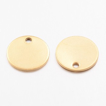 Ion Plating(IP) 304 Stainless Steel Charms, Stamping Blank Tag Pendant, Flat Round, Golden, 12x1mm, Hole: 1.4mm