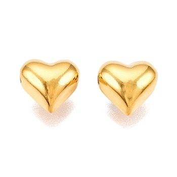 925 Sterling Silver Beads, Heart, Real 18K Gold Plated, 7.5x8x5.5mm, Hole: 1.2mm