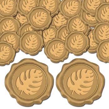 100Pcs Adhesive Wax Seal Stickers, Envelope Seal Decoration, For Craft Scrapbook DIY Gift, Goldenrod, Leaf, 30mm