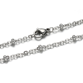304 Stainless Steel Rolo Chains Necklaces, with Lobster Claw Clasps, Stainless Steel Color, 19.6 inch(50cm)