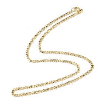 Vacuum Plating 304 Stainless Steel Curb Chains Necklace for Men Women, Golden, 17.72 inch(45cm)