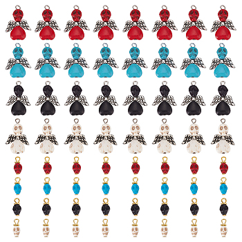 PandaHall Elite&reg Synthetic Turquoise Pendants, with Alloy & Iron Findings, Dyed, Skull, Mixed Color, 12.5~29x6.5~20x6~9mm, Hole: 2.5mm and 2.7x2.2mm, 8pcs/colors, 4colors/style, 2style