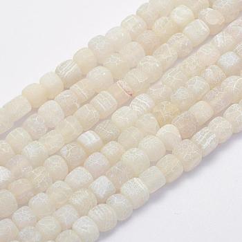 Natural Weathered Agate Beads Strands, Dyed & Heated, Cube, White, 8~10x8.5~9x8.5~9mm, Hole: 1mm, about 41pcs/strand, 14.7 inch(37.5cm)