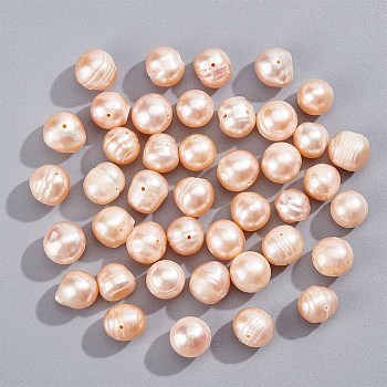 1 Strand Natural Cultured Freshwater Pearl Beads Strands, Potato, Light Salmon, 9~11x8~9mm, Hole: 0.8mm, about 41~43pcs/strand, 14 inch(35.5cm)