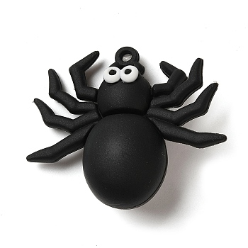 Hallowmas Theme PVC Plastic Pendants, Mixed Shapes, Spider, 45.5x55x21mm, Hole: 3.5mm