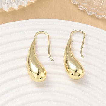 Brass Dangle Earrings for Women, Teardrop, Golden, 31.5x9mm