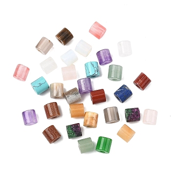 Natural & Synthetic Mixed Stone Beads, Column, Mixed Dyed and Undyed, 9~9.5x8.5~9.5mm, Hole: 3.5mm