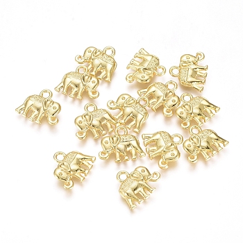 Electroplated Alloy Charms, Long-Lasting Plated, Elephant, Golden, 12x14.5x3mm, Hole: 1.5mm