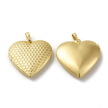 Rack Plating Brass Locket Pendants, Heart Charm, Cadmium Free & Lead Free, Long-Lasting Plated, Real 18K Gold Plated, 29x28.5x6.5mm, Hole: 4x6.5mm