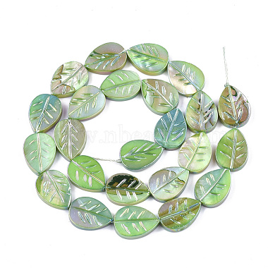 15mm LimeGreen Leaf Freshwater Shell Beads