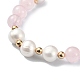 bracelet extensible en perles de quartz rose naturel et perle pour femme(BJEW-JB09384-02)-2