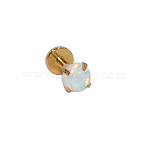 304 Stainless Steel White Synthetic Opal Internally Threaded Labrets For Women Men, Golden, 8x3mm, Pin: 1.2mm(WGF4990-65)