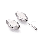 Brass Box Clasps, Rhombus, 1-Strand, 2-Hole, Platinum, 22.5~23x11.5~12x6mm, Hole: 1~1.2mm(KK-Q074-13P-02)