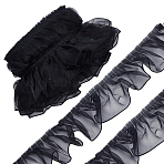1Pc Organza Pleated Lace Trim Ribbon, for Garment Accessories, Black, 3-7/8 inch(97mm)(OCOR-HY0001-33A)