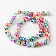 8mm Mixed Handmade Polymer Clay Round/Ball Beads, hole: 1.5~2mm, 50pcs/strand, 16 inch(X-FIMO-8D)