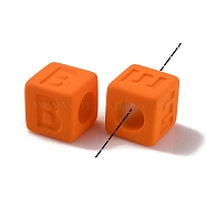 Rubberized Style Opaque Acrylic Beads, Square, Orange, 12x12x12mm, Hole: 7mm(OACR-K007-013A)