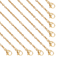 10Pcs 304 Stainless Steel Cable Chain Necklace Making, with Slider Stopper Beads, Lobster Claw Clasps and Extension Chain, Golden, 20-7/8 inch(53cm)(NJEW-NB0001-11)