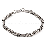 Tarnish Resistant 201 Stainless Steel Rondelle Byzantine Chain Bracelets, Chainmaille Weaves Jewelry, with 304 Stainless Steel Clasps, Stainless Steel Color, 8-7/8 inch(22.4cm)(BJEW-B078-92P)