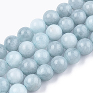 Natural Quartz Beads Strands, Dyed & Heated, Imitation Aquamarine Color, Round, Light Blue, 8.5x8mm, Hole: 1mm, about 46~48pcs/strand, 14.96 inch~15.35  inch(X-G-T129-02B-02)