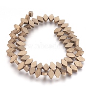 Electroplate Non-magnetic Synthetic Hematite Bead Strands, Frosted, Rhombus, Antique Bronze Plated, 6x10x3mm, Hole: 1mm, about 65~66pcs/strand, 15.3 inch~15.7 inch(39~40cm)(G-I208-18F-A-L)