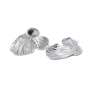 304 Stainless Steel Stud Earring Findings, Butterfly with Oval Tray Earring Settings, with Ear Nuts, Stainless Steel Color, Tray: 10x8mm, 37.5x24x2.8mm, Pin: 0.7mm(STAS-F286-06A-P)