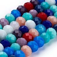 Electroplate Pearl Luster Plated Imitation Jade Glass Faceted Rondelle Beads Strands, Mixed Color, 8x6mm, Hole: 1mm,  about 69pcs/strand, 16.9 inch(X-EGLA-F020-02-8mm)