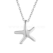 SHEGRACE Rhodium Plated 925 Sterling Silver Pendant Necklaces, with 925 Stamp, Starfish/Sea Stars, Platinum, 15.75 inch(40cm)(JN826A)
