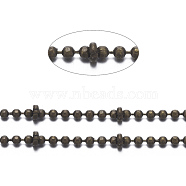 Brass Ball Chains, Faceted, Soldered, with Rondelle Beads, Spool, Long-Lasting Plated, Cadmium Free & Nickel Free & Lead Free, Antique Bronze, Ball: 1.5mm, Rondelle Beads: 3mm, about 32.8 Feet(10m)/roll(X-CHC017Y-AB)