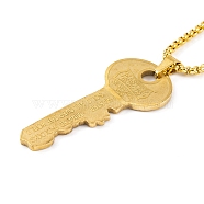 Key 201 Stainless Steel Pendant Necklace, Box Chains, Golden, 23.70 inch(60.2cm)(NJEW-F320-01G)