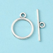 Tibetan Style Toggle Clasps, Lead Free and Cadmium Free, Ring, Antique Silver, Size: Ring: about 15mm in diameter, 2mm thick, hole: 2mm, Bar: 21mm long, hole: 2mm(X-TIBEP-A12208-S-LF)