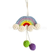 Handmade Macrame Cotton Crochet Rainbow Pendant Decorations, for Car Mirror Hanging Accessories, Colorful, 270x100mm(MAKN-PW0001-078)