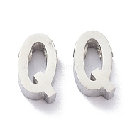 304 Stainless Steel Charms, Alphabet, Stainless Steel Color, Letter.Q, 9x6x3mm, Hole: 1.8mm(STAS-K216-41Q-P)