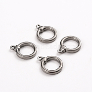 304 Stainless Steel Toggle Clasps Parts, Ring, Stainless Steel Color, 18x14x3mm, Hole: 1.5mm, Inside: 10x10mm(STAS-D142-04B-P)