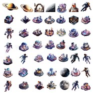 Space Themed PVC Self-Adhesive Astronaut Stickers, Waterproof Spaceman Decals, for Party Decorative Presents, Kid's Art Craft, Mixed Color, 30~60mm, 50pcs/set(STIC-PW0020-10)