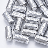 Electroplate Glass Beads, Column with Vine Pattern, Silver, 20x10mm, Hole: 1.2mm, about 50pcs/bag(EGLA-N003-03F)