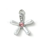 Alloy and Rhinestone Pendant, with Resin, Flower, Platinum, 17.5x15.5x3.5mm, Hole: 1.6mm(FIND-Z045-01A-P)