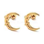 Ion Plating(IP) 304 Stainless Steel Stud Earrings, Crescent Moon, Golden, 11.5x10mm(EJEW-Z034-21G)