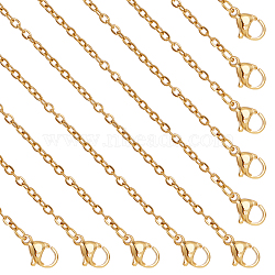 10Pcs 304 Stainless Steel Cable Chain Necklace Making, with Slider Beads, Lobster Claw Clasps and Extension Chain, Golden, 20-7/8 inch(53cm)(NJEW-NB0001-11)