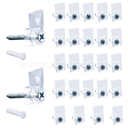 Plastic Holder Clips, for Closet, Mirror, Clear, 21.5~31.5x12.5x6.5~8x8mm, Hole: 5mm, pin: 3.5~5.5mm(FIND-GF0001-09)