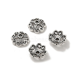 Tibetan Style Alloy Bead Caps, Cadmium Free & Lead Free, Flower, Antique Silver, 8x3mm, Hole: 1.2mm, about 4761pcs/1000g(PALLOY-P302-04C-AS)