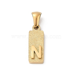 304 Stainless Steel Pendants, Golden, Rectangle with Letter Charm, Letter N, 17.5x6.5x3mm, Hole: 3x6mm(STAS-Z120-03N-G)