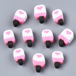 Handmade Polymer Clay Beads, Ice Cream, Pearl Pink, 11~12.5x7~8x4mm, Hole: 1.5mm(CLAY-N011-021A)