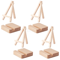 Wooden Easels & Beech Wood Mobile Phone Holders, For Arts and Crafts DIY Painting Projects, Triangle, BurlyWood, 125x73x17mm, 8pcs/set(DIY-OC0003-57)
