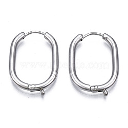 316 Surgical Stainless Steel Hoop Earrings Findings, with Loop, Oval, Stainless Steel Color, 22x16x2mm, Hole: 1mm, Pin: 0.8mm(STAS-N097-055P)