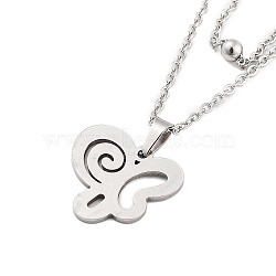 Stainless Steel Pendants Necklaces, Cable Chain Necklaces, Butterfly, 17.05 inch(43.3cm) Pendant: 16.5x18mm(NJEW-U003-01C-P)