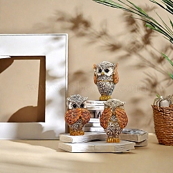 Resin Sculpture Display Decorations, for Home Office Desk, Owl, Orange, 45x64mm, 3pcs/set(PW-WG2FE0F-01)