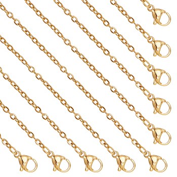10Pcs 304 Stainless Steel Cable Chain Necklace Making, with Slider Stopper Beads, Lobster Claw Clasps and Extension Chain, Golden, 20-7/8 inch(53cm)