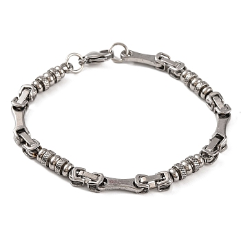 Tarnish Resistant 201 Stainless Steel Rondelle Byzantine Chain Bracelets, Chainmaille Weaves Jewelry, with 304 Stainless Steel Clasps, Stainless Steel Color, 8-7/8 inch(22.4cm)