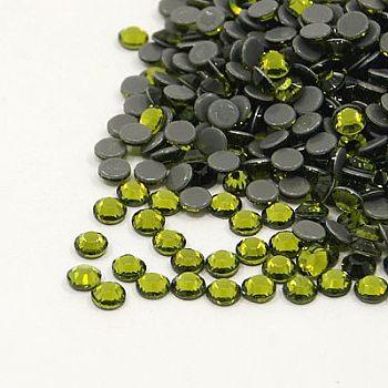 Glass Hotfix Rhinestone, Grade AA, Flat Back & Faceted, Half Round, Olivine, SS30, 6.3~6.5mm, about 288pcs/bag